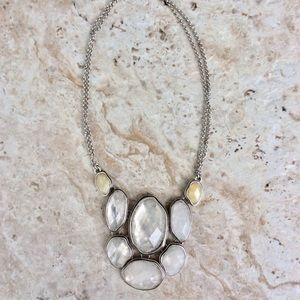 🍀Lucky Brand Clear Quartz Statement Necklace-NWOT